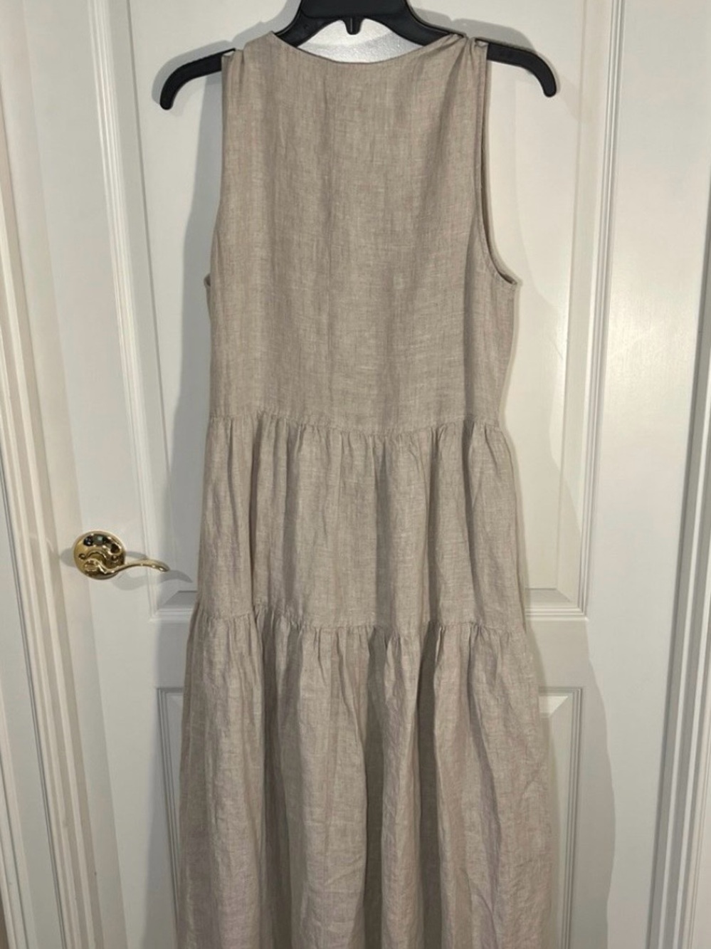 Haven Well Sleeveless Linen Wrap Tiered Maxi Dress - Neutral Beige - Picture 3 of 3